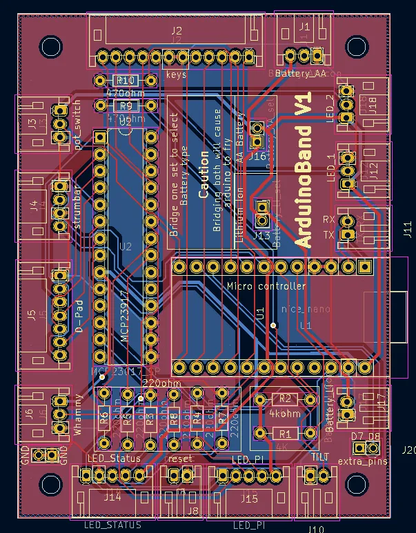 The Arduino Band V1 circuit board layout